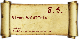 Biros Valéria névjegykártya