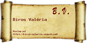 Biros Valéria névjegykártya